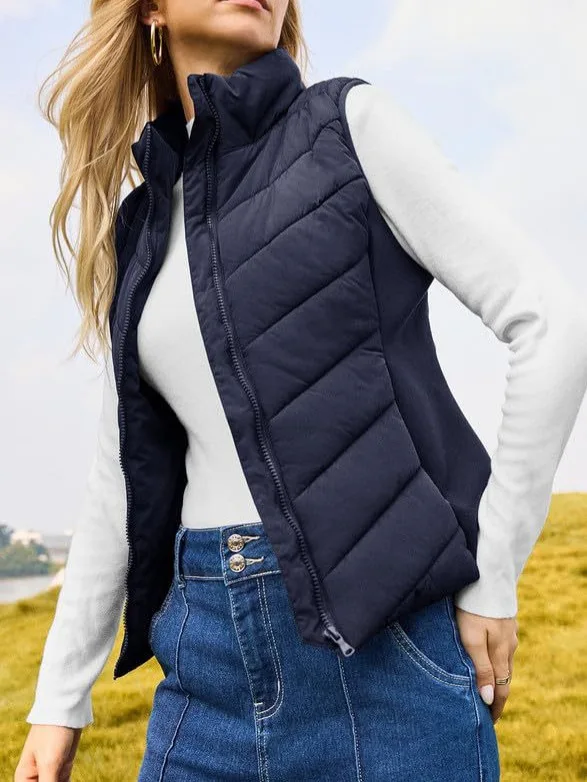 Women's Stand Collar Quilted Vest Thick Sleeveless Cotton Warm Vest Padded Winter Casual Vest Lightweight Fashion Gilet
Women's Stand Collar Quilted Vest Thick Sleeveless Cotton Warm Vest Padded Winter Casual Vest Lightweight Fashion Gilet