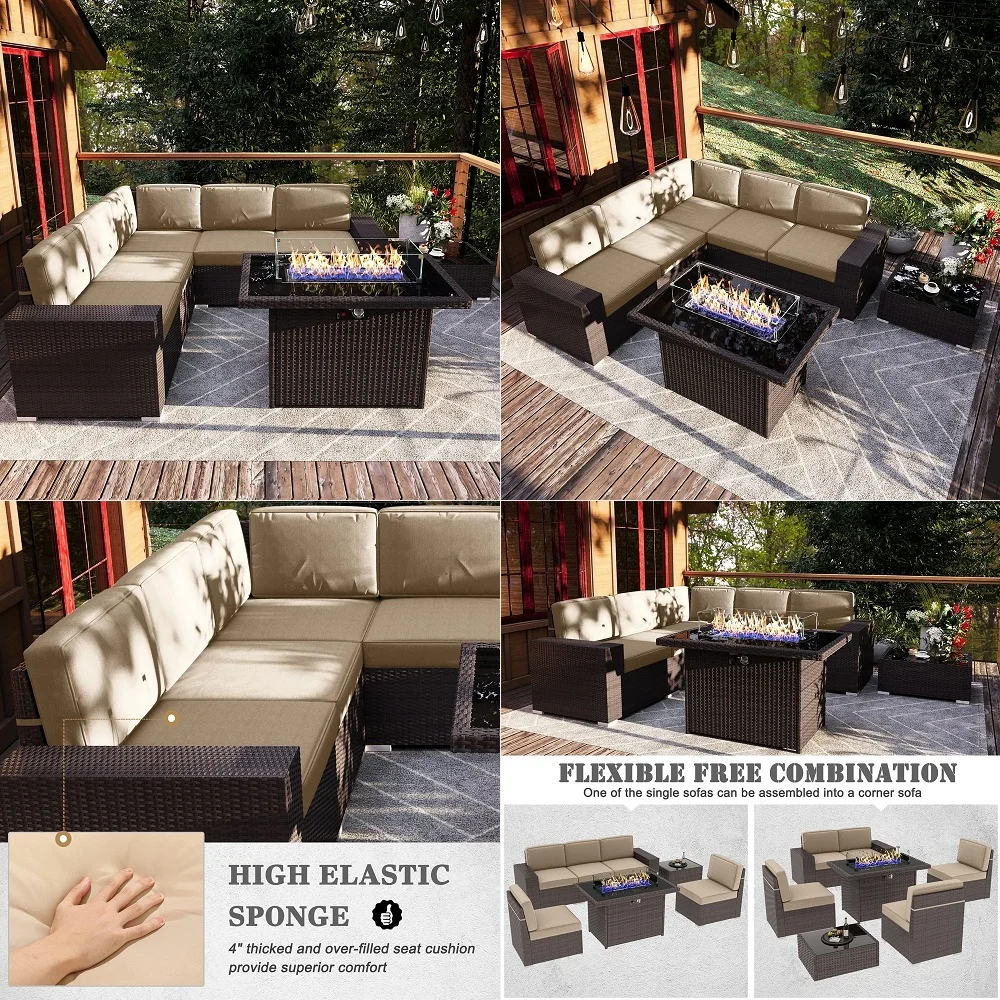 Furniture Set Outdoor Indoor, Wicker Patio Sofa, 3pcs Furniture Set with Swivel Rocker Chairs and Side Table for Backyard, Gard
Furniture Set Outdoor Indoor, Wicker Patio Sofa, 3pcs Furniture Set with Swivel Rocker Chairs and Side Table for Backyard, Gard