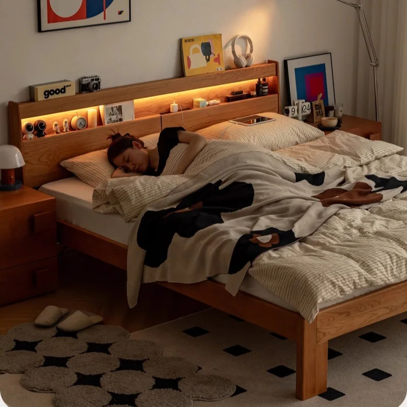 Nordic solid wood bed cherry wood small apartment 1.5m household Japanese 1.8m master bedroom storage double bed
Nordic solid wood bed cherry wood small apartment 1.5m household Japanese 1.8m master bedroom storage double bed