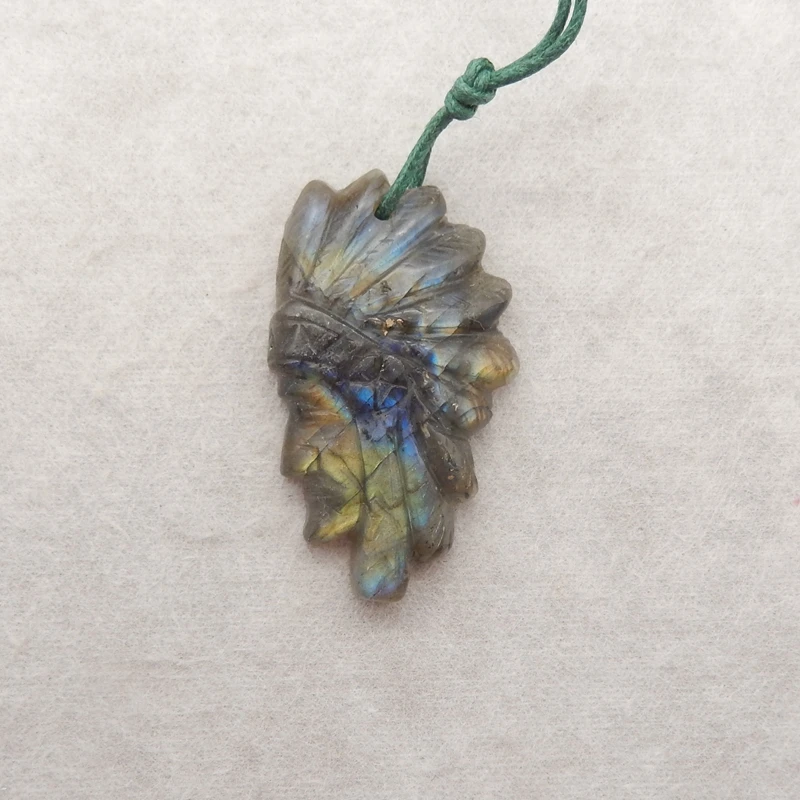 Handcarved Indian Head Natural Labradorite Pendant Beads 47x27x8mm 14.7g - Unique Carved Stone Jewelry Accessory
Handcarved Indian Head Natural Labradorite Pendant Beads 47x27x8mm 14.7g - Unique Carved Stone Jewelry Accessory