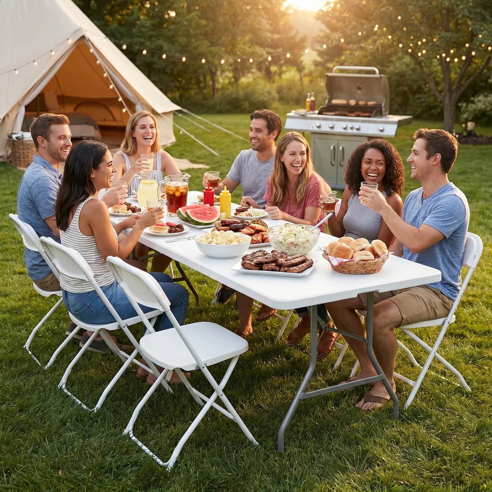 JHK 4/6/8 FT Portable Folding Outdoor Indoor Table Heavy Duty Foldable Table with Carrying Handle Safety Lock For Camping Picnic Dining
JHK 4/6/8 FT Portable Folding Outdoor Indoor Table Heavy Duty Foldable Table with Carrying Handle Safety Lock For Camping Picnic Dining
