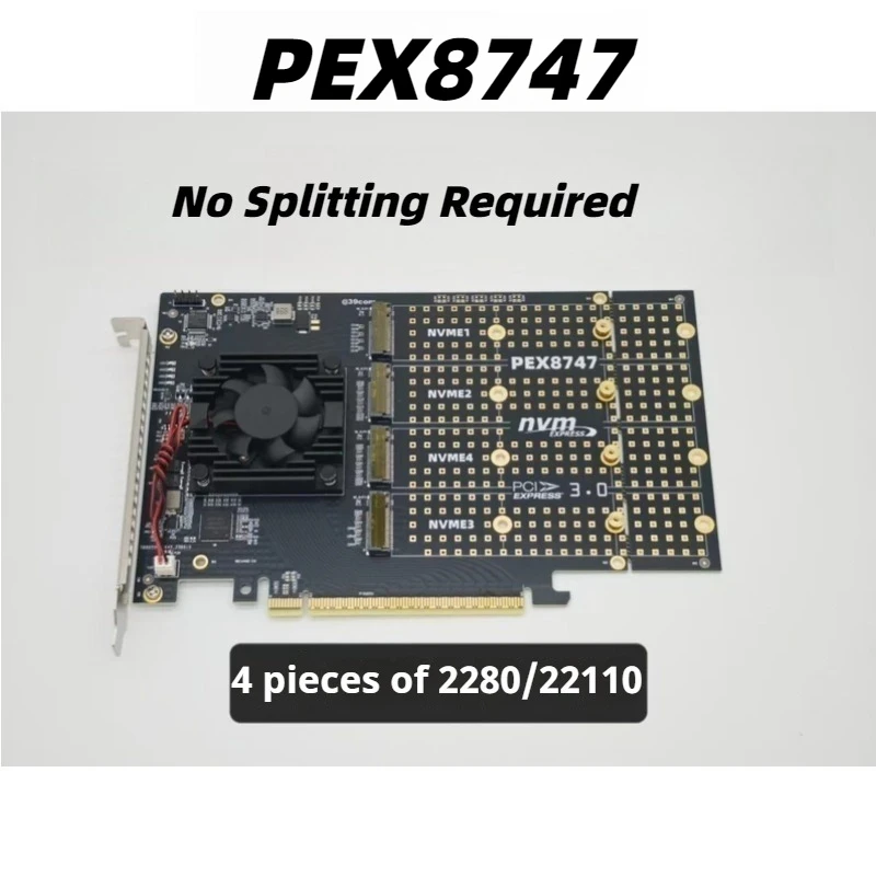 PLX8747 NVME Expansion Card Add 4 M2 NVME SSD Slots No Motherboard Split