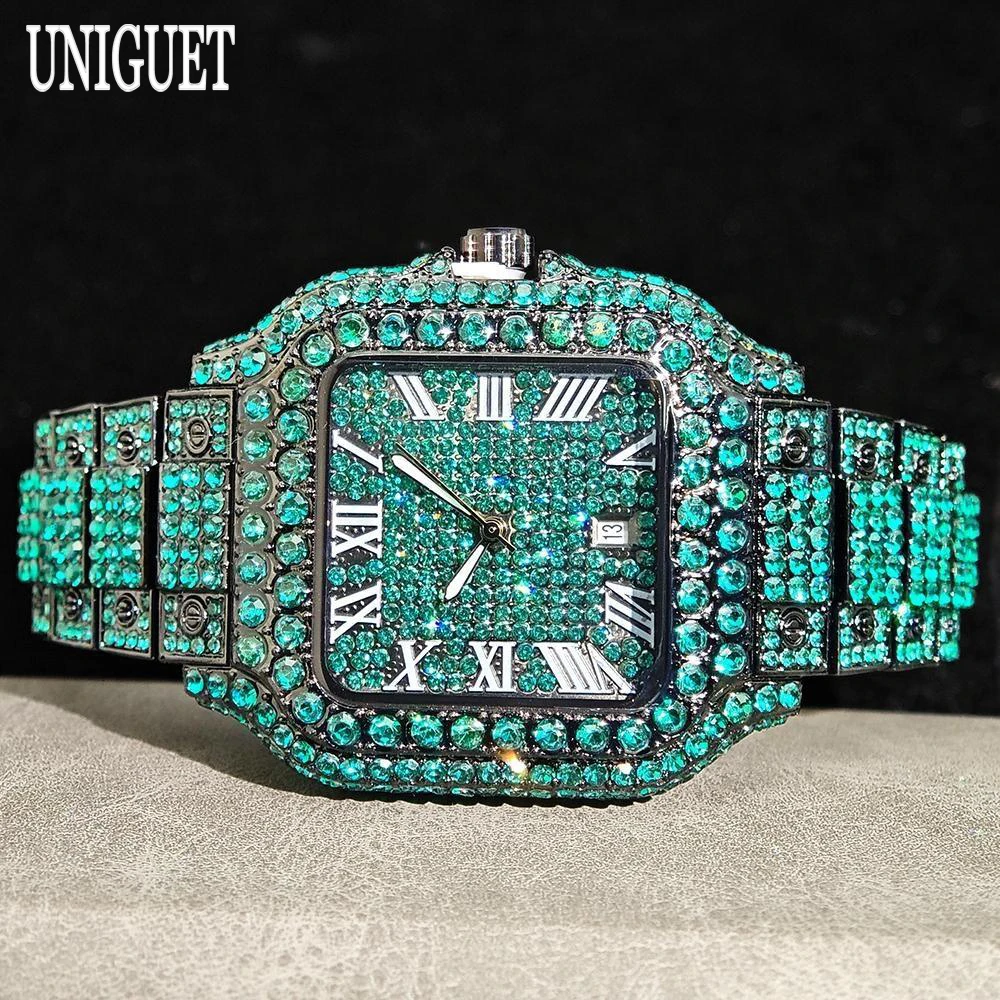 Мужские часы UNIGUET Green Diamond: модные квадратные кварцевые часы в стиле хип-хоп, полностью инкрустированные стразами, ювелирные наручные часы, хит продаж 2026 года
Мужские часы UNIGUET Green Diamond: модные квадратные кварцевые часы в стиле хип-хоп, полностью инкрустированные стразами, ювелирные наручные часы, хит продаж 2026 года