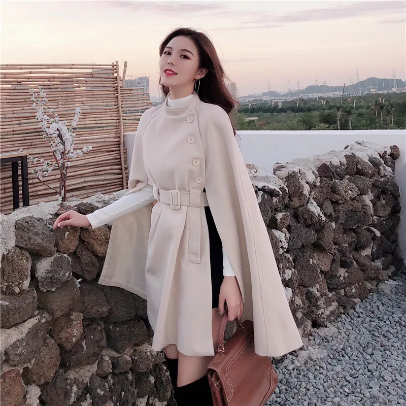 Korean New Style Solid Color Loose Cape Coats Collect Waist Woolen Medium Long Coat Women Winter Tops Woman khaki black elegant
Korean New Style Solid Color Loose Cape Coats Collect Waist Woolen Medium Long Coat Women Winter Tops Woman khaki black elegant
