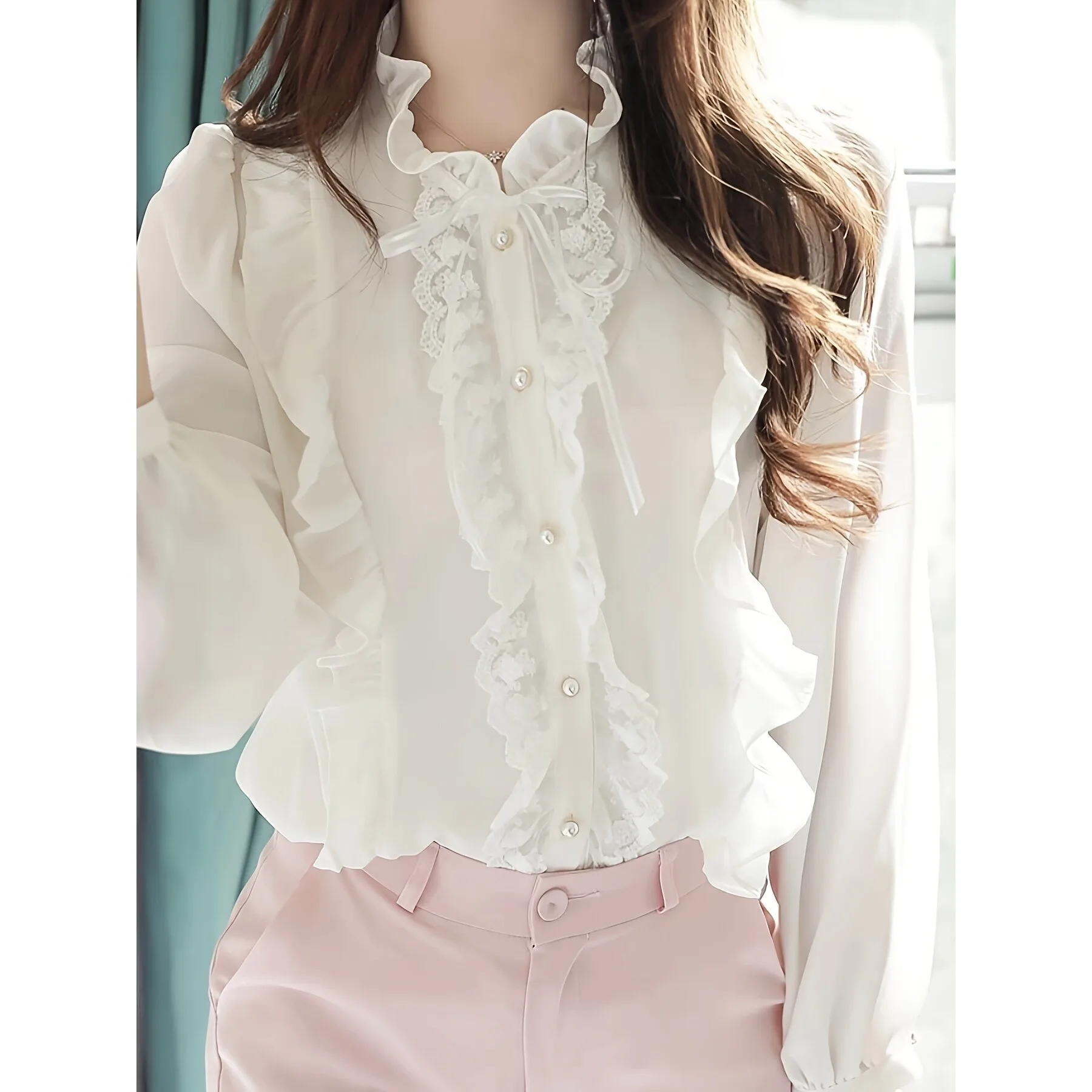 French Bow Blouse Knot Shirt Women's Fashion Spring Season Non-deformable Princess Sleeve Other Material 100%
French Bow Blouse Knot Shirt Women's Fashion Spring Season Non-deformable Princess Sleeve Other Material 100%