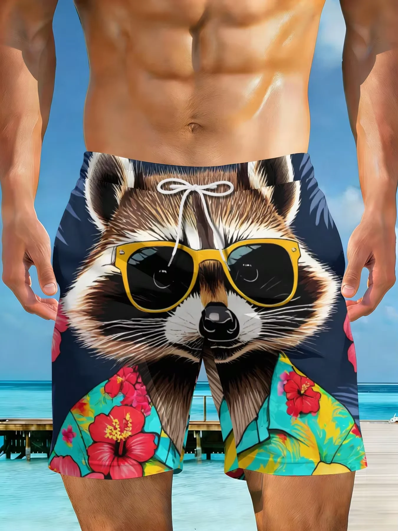 2026 Summer New Styles Tropical Floral Raccoon Sunglasses Shirt Plus Size Men's Casual Beach Shorts Suitable For Summer Outings And Beach Vacations Surfing And Relaxation Activities
2026 Summer New Styles Tropical Floral Raccoon Sunglasses Shirt Plus Size Men's Casual Beach Shorts Suitable For Summer Outings And Beach Vacations Surfing And Relaxation Activities