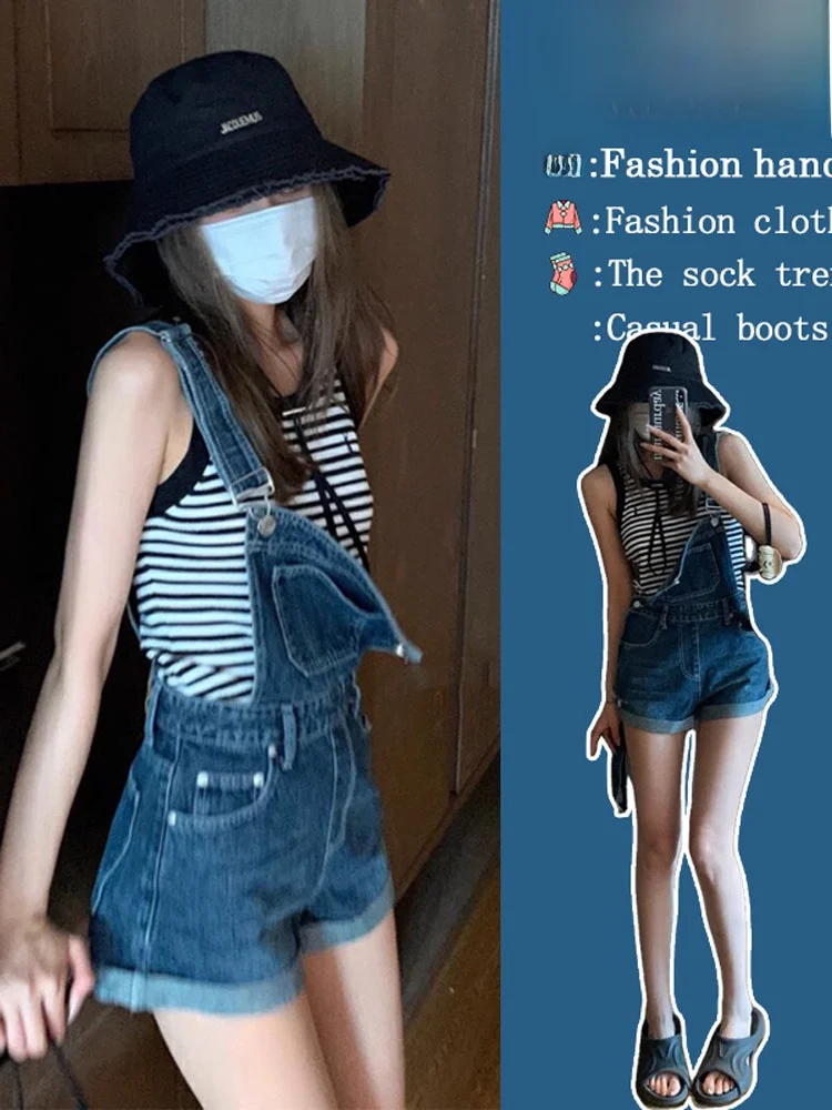 Salt Series Fufu ort Denim Overalls Women's Summer High Waist Illusion Slimming Tall Strap orts High Waist Jean orts
Salt Series Fufu ort Denim Overalls Women's Summer High Waist Illusion Slimming Tall Strap orts High Waist Jean orts