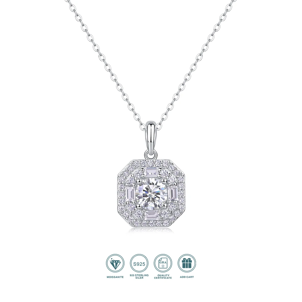 JIUZUAN Moissanite Necklace Woman 1 Carat Pendant 925 Sterling Silver 18K Gold Plated Vintage Style Comes with GRA Certificate
JIUZUAN Moissanite Necklace Woman 1 Carat Pendant 925 Sterling Silver 18K Gold Plated Vintage Style Comes with GRA Certificate