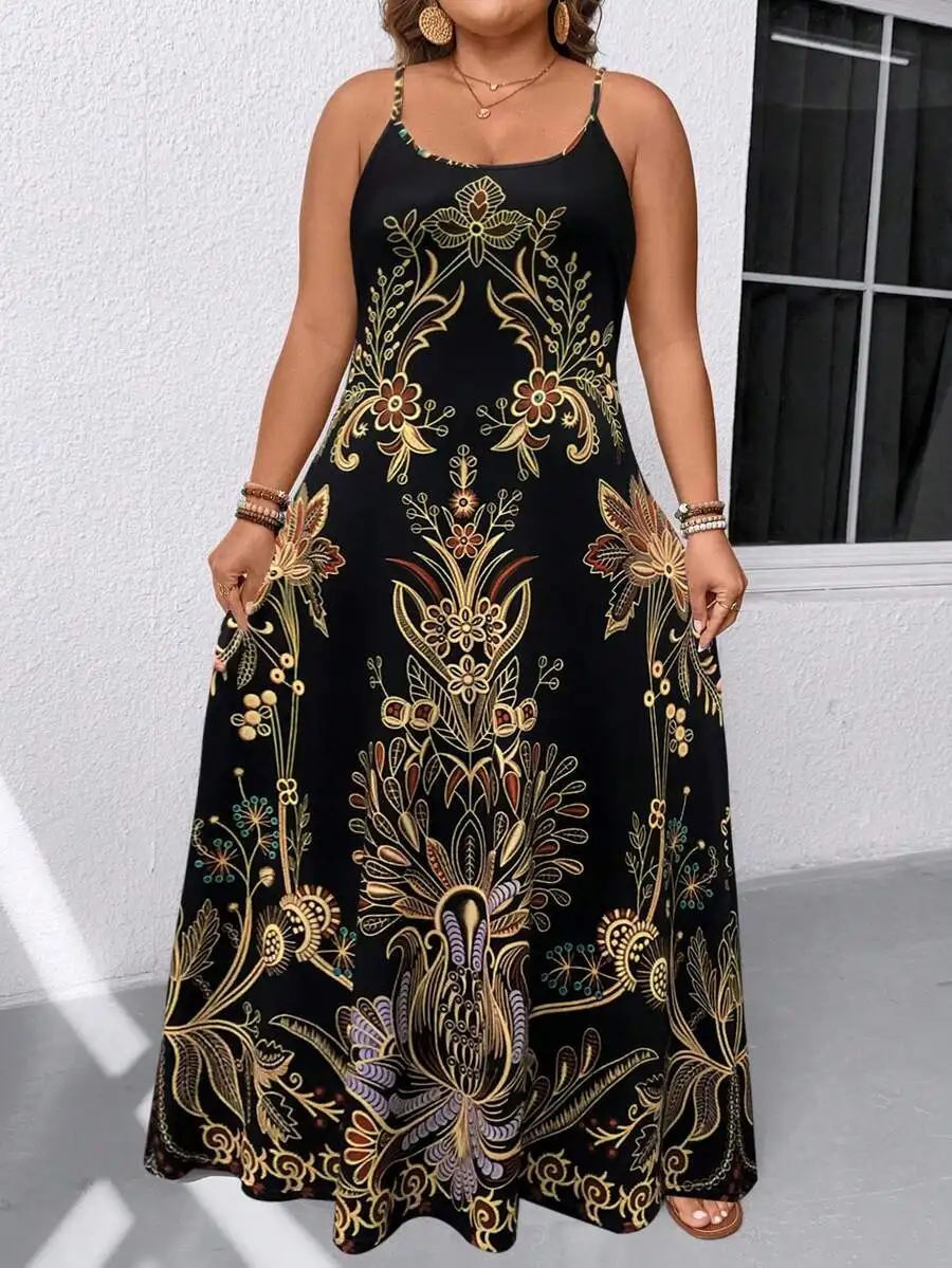 Plus Size Womens Floral Print Maxi Dress With Spaghetti Straps Casual Summer Vacation Resort Wear
Plus Size Womens Floral Print Maxi Dress With Spaghetti Straps Casual Summer Vacation Resort Wear