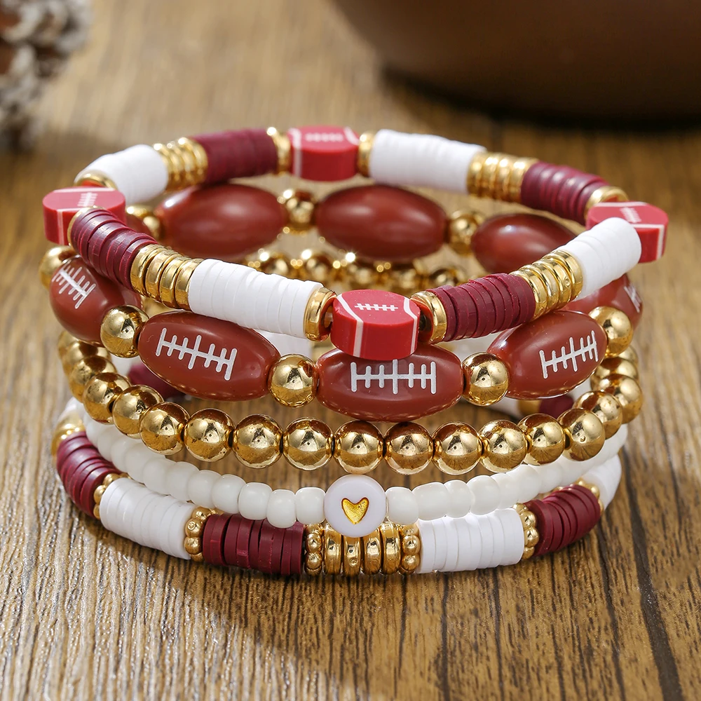 New Rugby Pendant Bracelet Game Day Beaded Sports Element Bracelet Stackable Elastic Design Bangle Sports Fan Party Jewelry Gift
New Rugby Pendant Bracelet Game Day Beaded Sports Element Bracelet Stackable Elastic Design Bangle Sports Fan Party Jewelry Gift