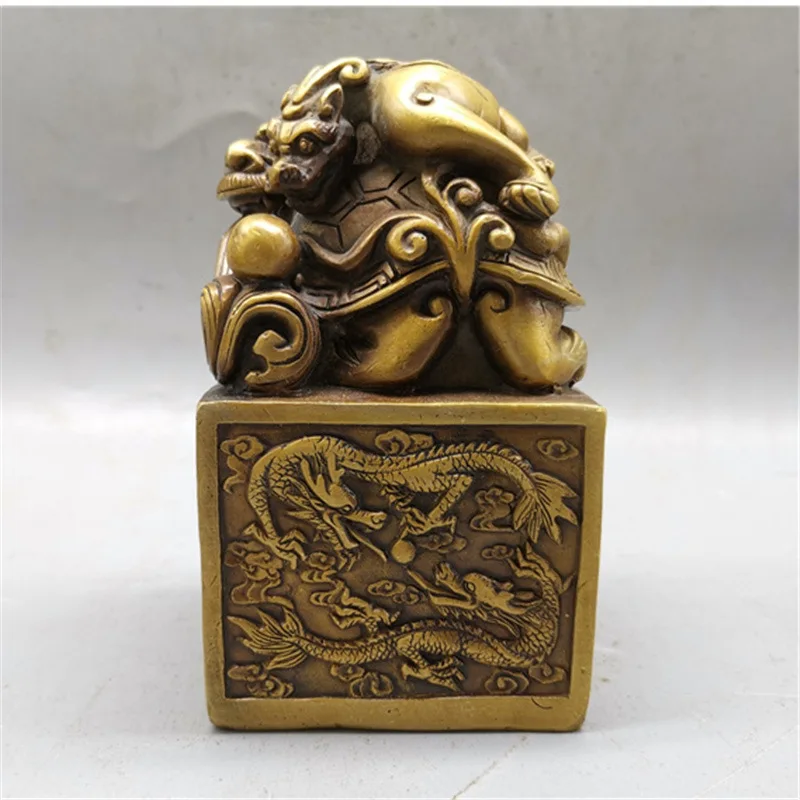 Brass printing crafts,, turtle, Double Dragon Seal, home living room study office ornaments copper ware
Brass printing crafts,, turtle, Double Dragon Seal, home living room study office ornaments copper ware