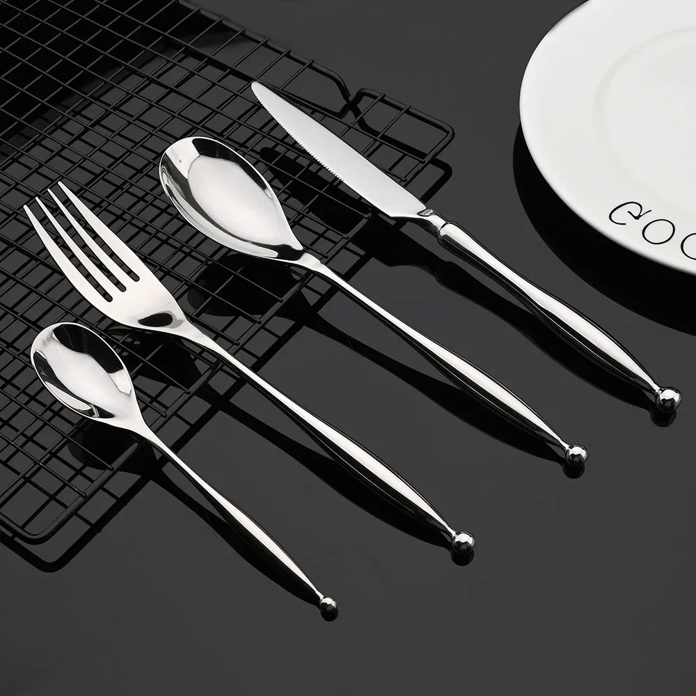 European Dinnerware Set 304 Stainless Steel Cutlery Set Dinner Flatware Knife Fork Spoon Tableware Luxury Wedding Silverware set
European Dinnerware Set 304 Stainless Steel Cutlery Set Dinner Flatware Knife Fork Spoon Tableware Luxury Wedding Silverware set