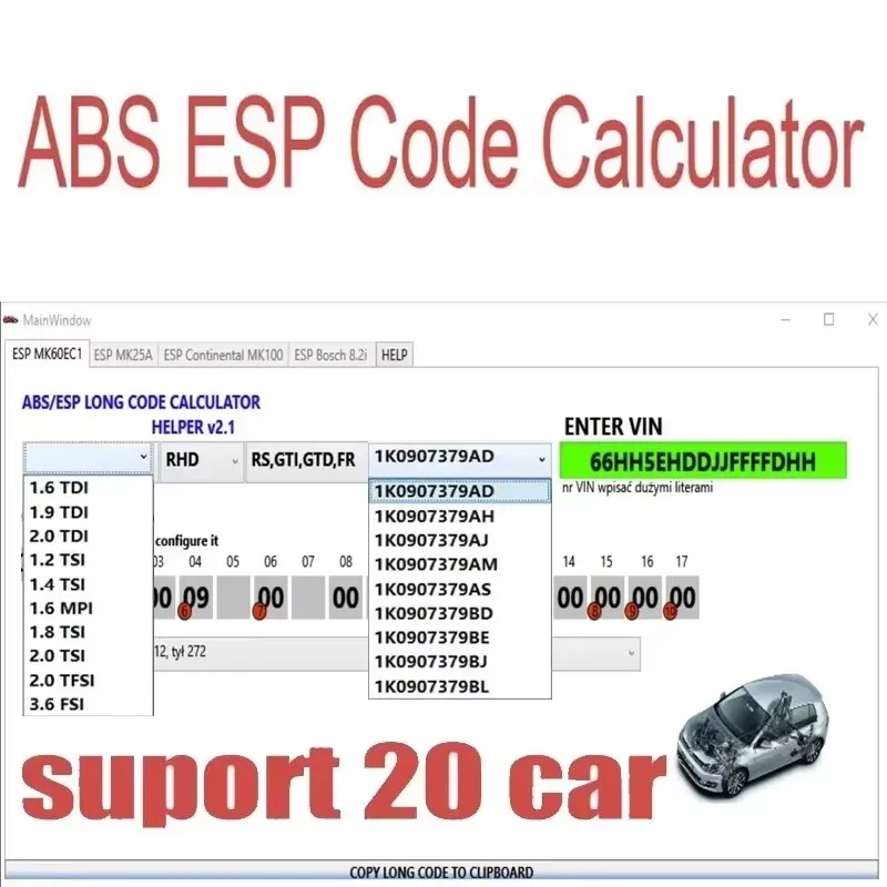 2024 VW MK60EC1 ABS ESP Long Code Calculator Unlimited Installation Support with install video
2024 VW MK60EC1 ABS ESP Long Code Calculator Unlimited Installation Support with install video