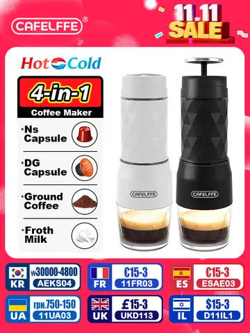 Cafelffe 3 In1 Portable Coffee Machine Hot/Cold Water Manual Espresso Maker For Capsule & Ground Hand Press Brewer hiking Travel