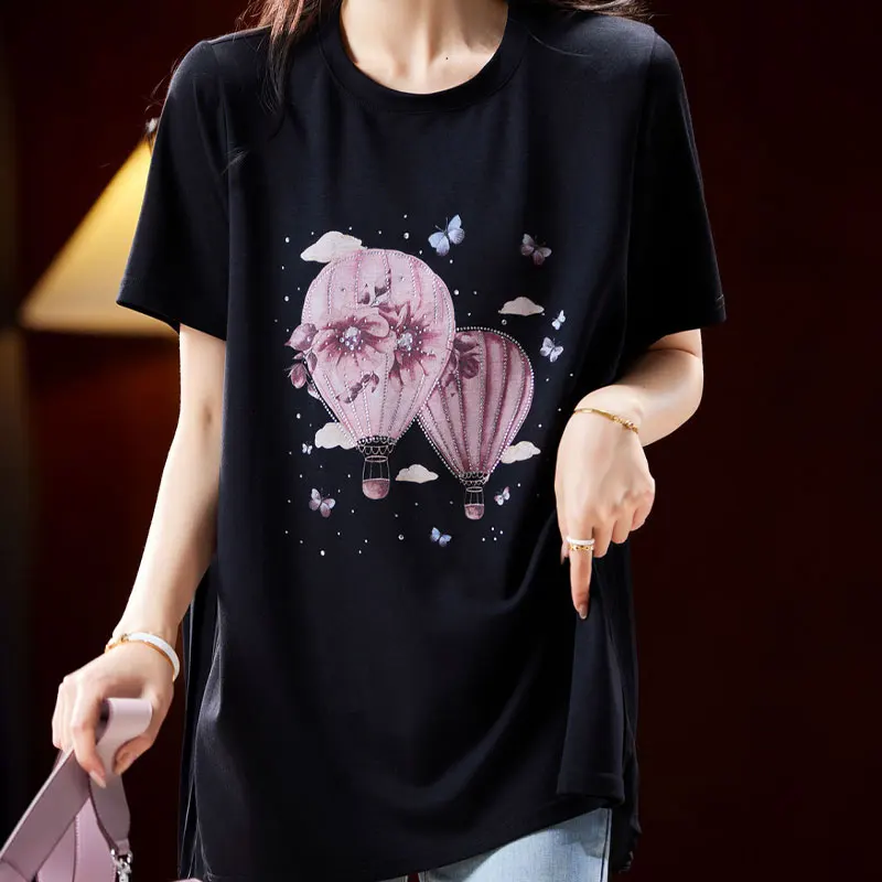 Women's Clothing Casual Pleated Spliced Summer Short Sleeve All-match Pullovers Korean Loose Printed T-shirt Stylish Diamonds
Women's Clothing Casual Pleated Spliced Summer Short Sleeve All-match Pullovers Korean Loose Printed T-shirt Stylish Diamonds