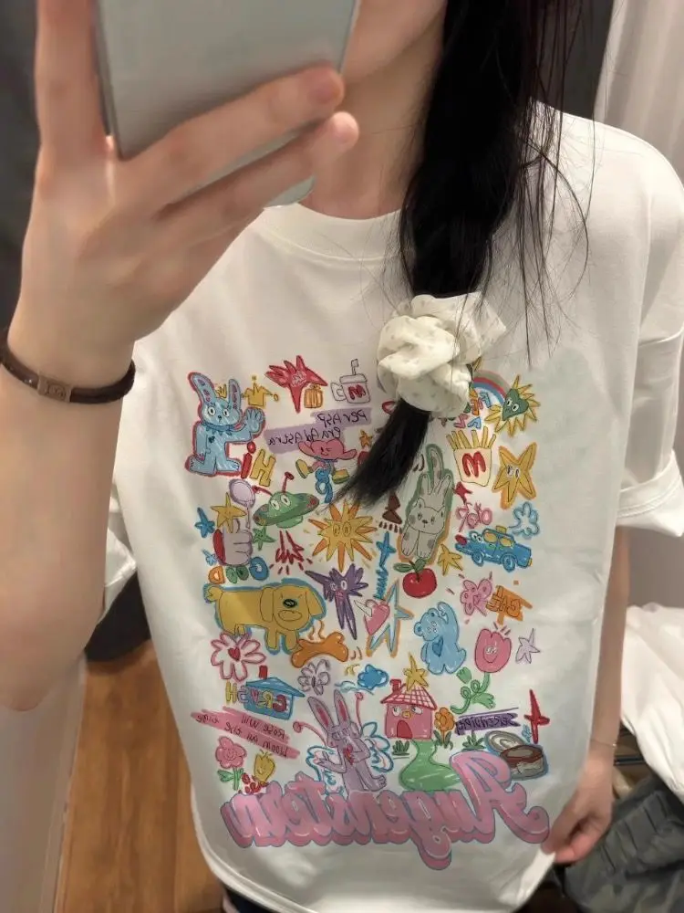 Gagarich Japanese Fun Cartoon Graffiti Doll Printed Short Sleeve T-shirt Women Fresh College Style Sweet Spicy Ins Top
Gagarich Japanese Fun Cartoon Graffiti Doll Printed Short Sleeve T-shirt Women Fresh College Style Sweet Spicy Ins Top