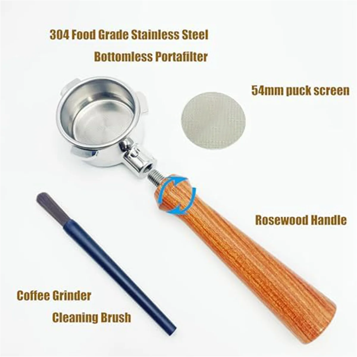54mm Bottomless Portafilter 3 Ears, Espresso Machine Portafilter Replacement Handle for Barista Ergonomic
54mm Bottomless Portafilter 3 Ears, Espresso Machine Portafilter Replacement Handle for Barista Ergonomic