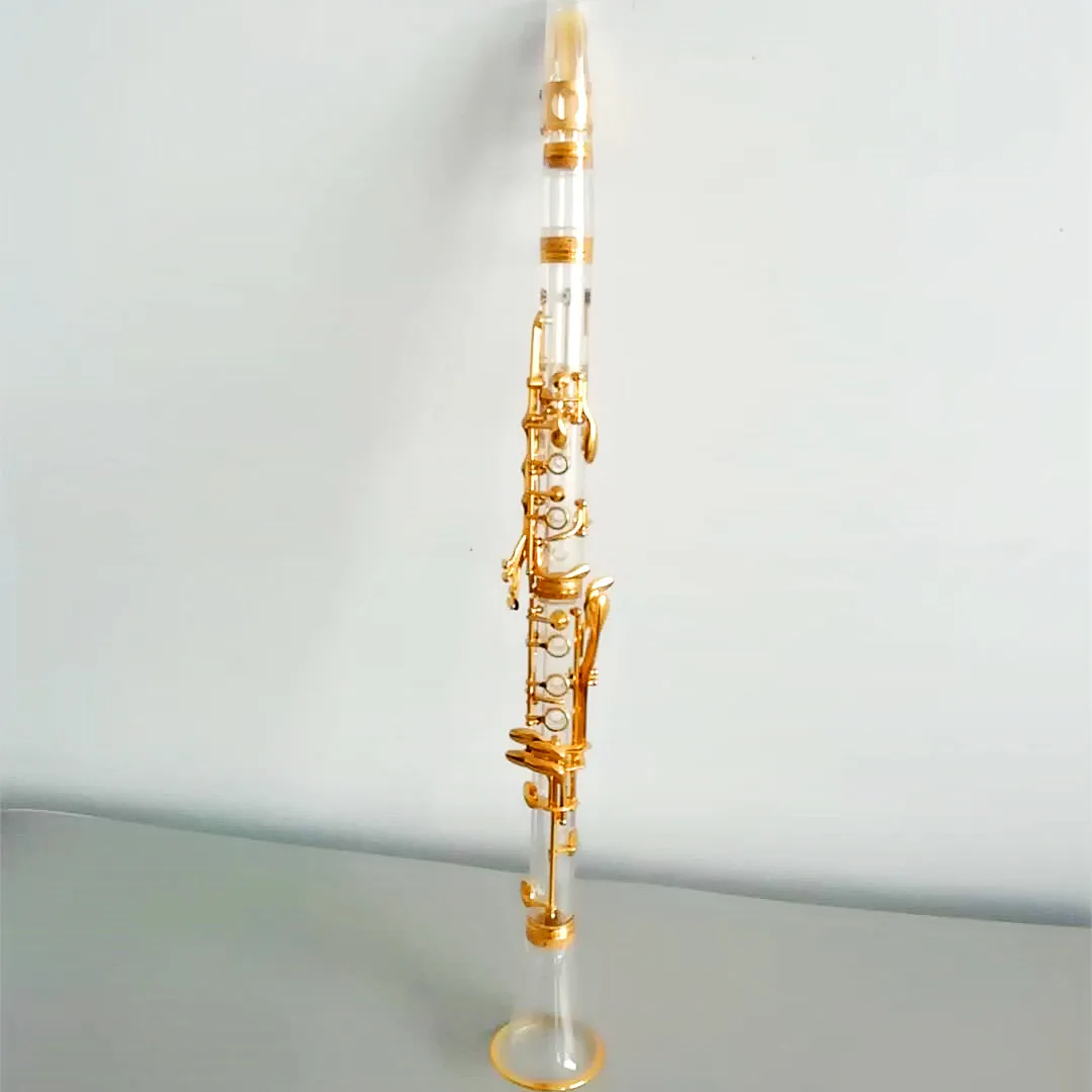 Акриловый прозрачный кларнет 17-клавишный Bb позолоченный/ветровые инструменты для выступлений на сцене
Акриловый прозрачный кларнет 17-клавишный Bb позолоченный/ветровые инструменты для выступлений на сцене