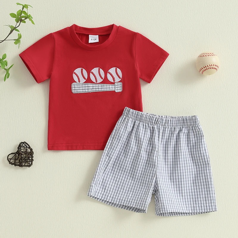 Toddler Baby Boy Summer Clothes Short Sleeve Embroidery Baseball T-shirt with Plaid Shorts Summer Outfits Set
Toddler Baby Boy Summer Clothes Short Sleeve Embroidery Baseball T-shirt with Plaid Shorts Summer Outfits Set