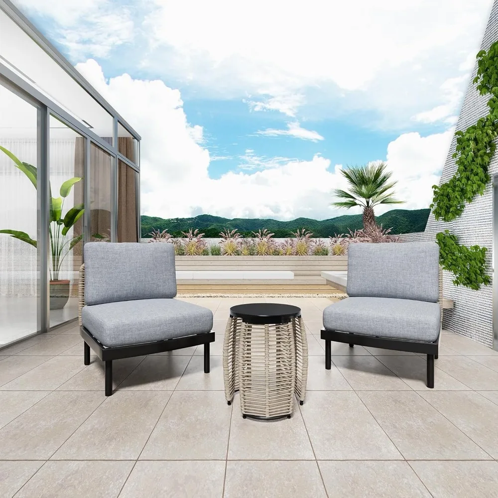 Patio Conversation Sets 3 PCS Outdoor Furniture Sets with Detachable Back Hand Woven Rope Adhesive Thread Waterproof
Patio Conversation Sets 3 PCS Outdoor Furniture Sets with Detachable Back Hand Woven Rope Adhesive Thread Waterproof