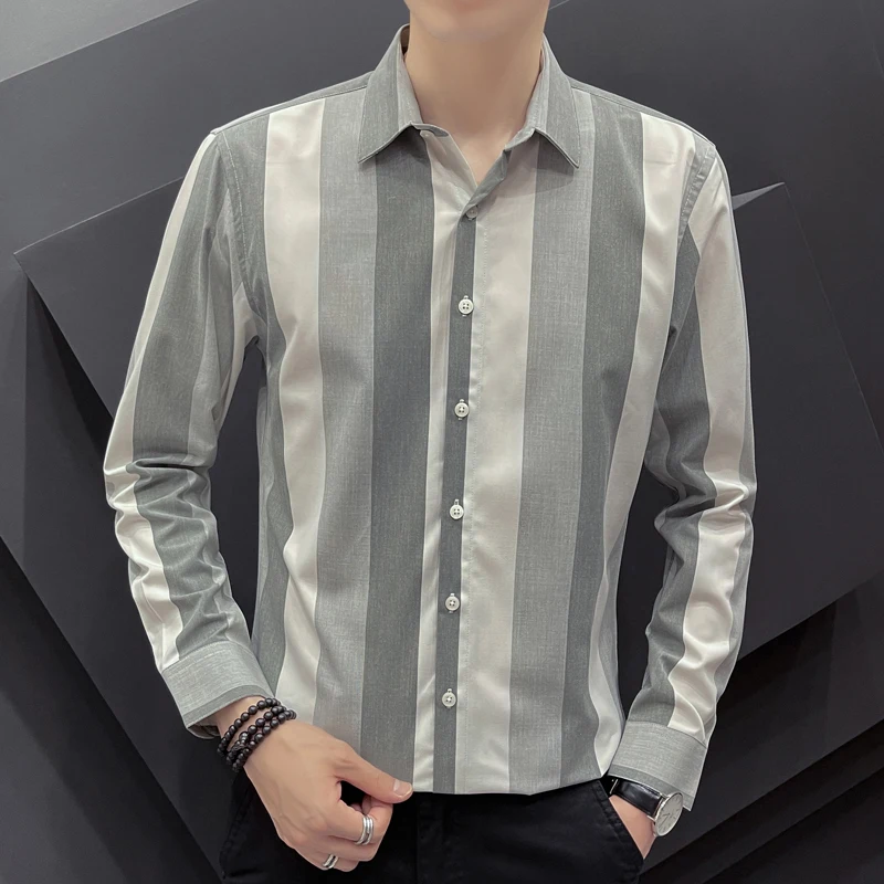 Long Sve Slim Fit Men's irt Anti-Wrinkle Faionable Striped Casual irt Breathable Polyester Spring Autumn New Arrival
Long Sve Slim Fit Men's irt Anti-Wrinkle Faionable Striped Casual irt Breathable Polyester Spring Autumn New Arrival