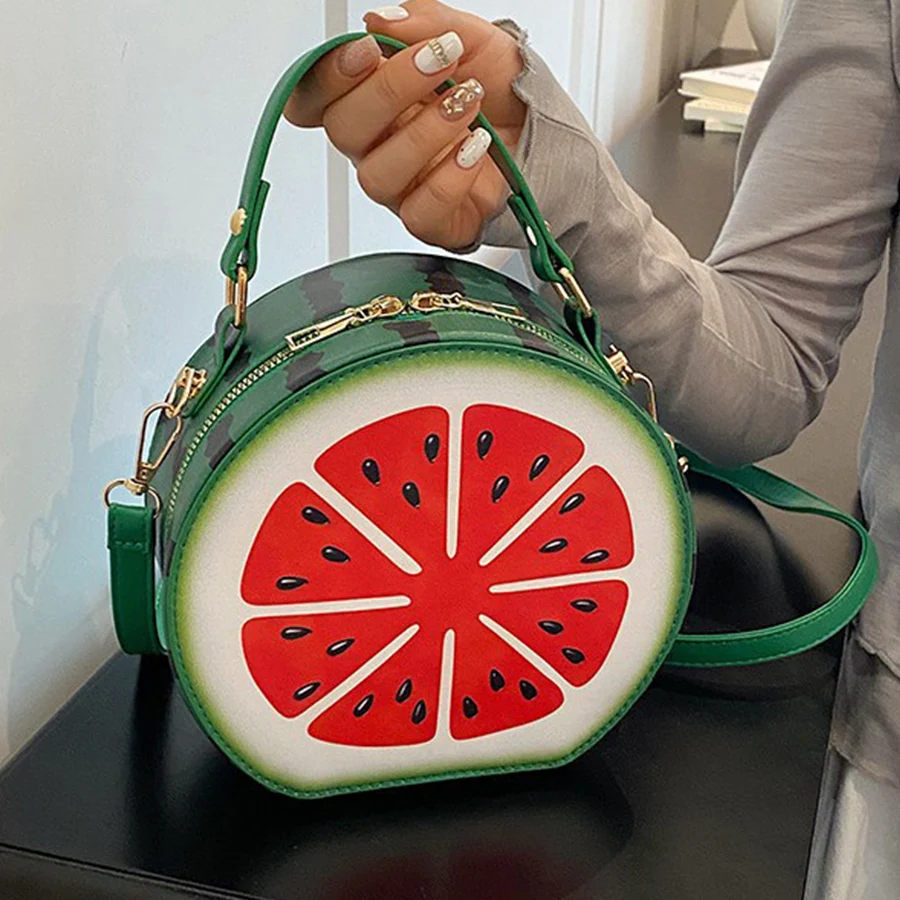 Creative Fruit Design Crossbody Bags for Women Phones Summer Funny Watermelon Shaped Circular Small Shoulder Bag Leather Handbag
Creative Fruit Design Crossbody Bags for Women Phones Summer Funny Watermelon Shaped Circular Small Shoulder Bag Leather Handbag
