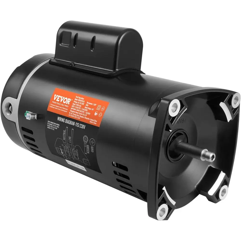 1.5 HP Pool Pump Motor, 56Y e, 115V((12.8 Amps))/230V(6.4 Amps) 3450 RPM, 60Hz, 1.1 Service actor, 90μ/250V acitor, CCW Rotation
1.5 HP Pool Pump Motor, 56Y e, 115V((12.8 Amps))/230V(6.4 Amps) 3450 RPM, 60Hz, 1.1 Service actor, 90μ/250V acitor, CCW Rotation