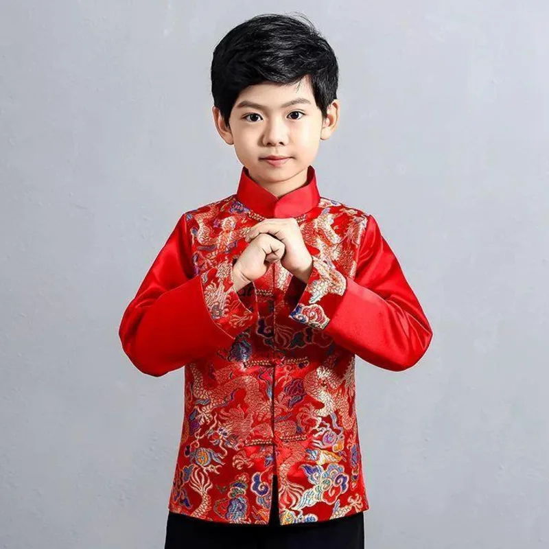 Chinese Traditional Clothing For Kids New Year Boy Festival Retro Fancy Red China Tang Dynasty Jacket Top Hanfu Children Coats
Chinese Traditional Clothing For Kids New Year Boy Festival Retro Fancy Red China Tang Dynasty Jacket Top Hanfu Children Coats