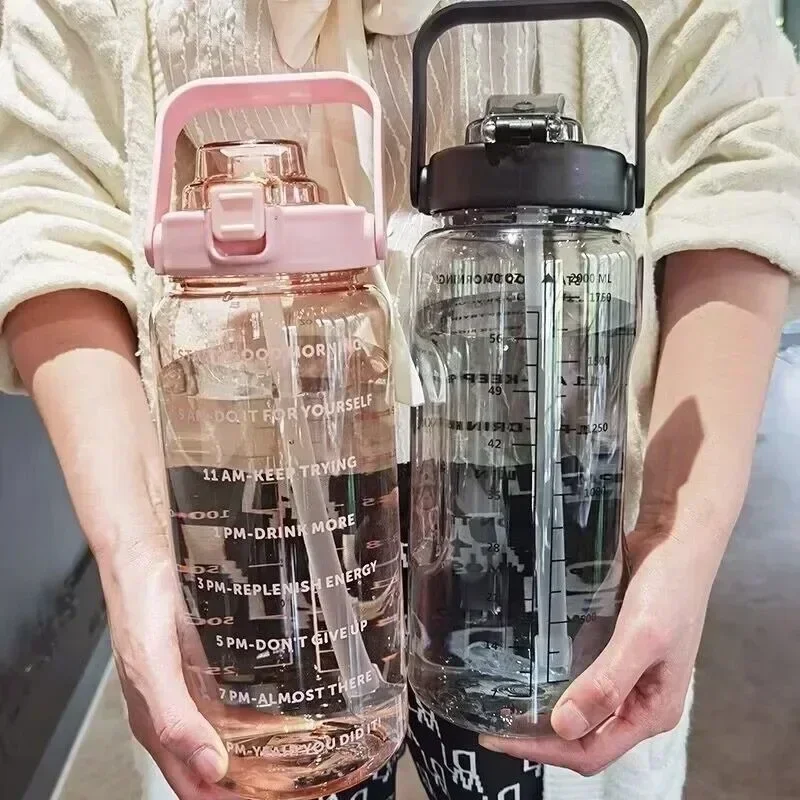 2L Portable Water Bottle Large Capacity Plastic Straw Water Cup Drink Bottle With Time Marker For Outdoor Sports Fitness
2L Portable Water Bottle Large Capacity Plastic Straw Water Cup Drink Bottle With Time Marker For Outdoor Sports Fitness