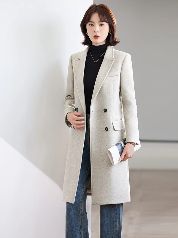 Fashionable Woolen Coat Women's Mid-Length Elegant Lady Versatile Long-Sleeve Polyester Fiber Commute Style Button Detail
Fashionable Woolen Coat Women's Mid-Length Elegant Lady Versatile Long-Sleeve Polyester Fiber Commute Style Button Detail