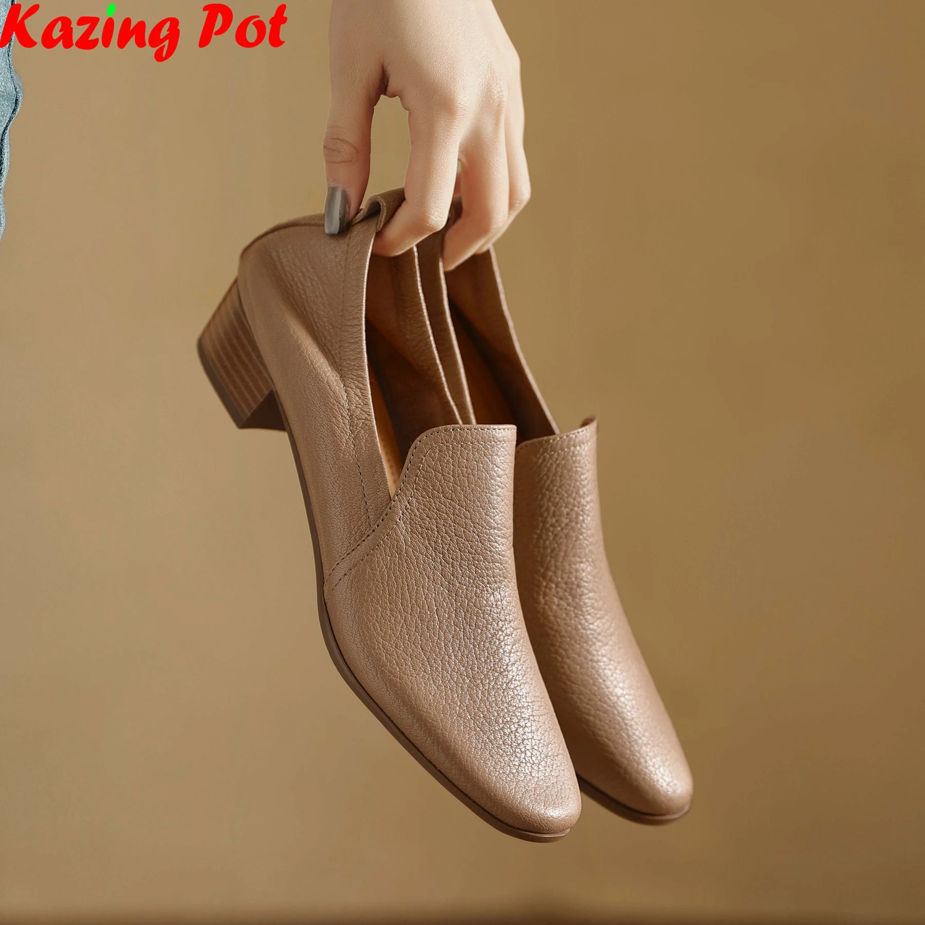 Krazing Pot Sheep Leather Round Toe Retro Elegant Spring Autumn Shoes Chunky Heels Loafers Office Lady Dating Casual Women Pumps
Krazing Pot Sheep Leather Round Toe Retro Elegant Spring Autumn Shoes Chunky Heels Loafers Office Lady Dating Casual Women Pumps