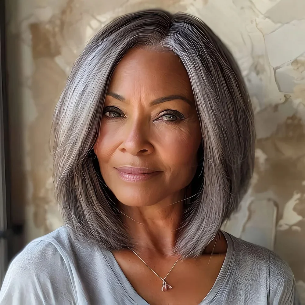 Soul Lady Wigs Salt And Pepper Silver Grey Straight Blunt Cut Bob For Seniors Real Human Hair 5x5 Pre-Cut HD Lace Closure Wigs
Soul Lady Wigs Salt And Pepper Silver Grey Straight Blunt Cut Bob For Seniors Real Human Hair 5x5 Pre-Cut HD Lace Closure Wigs