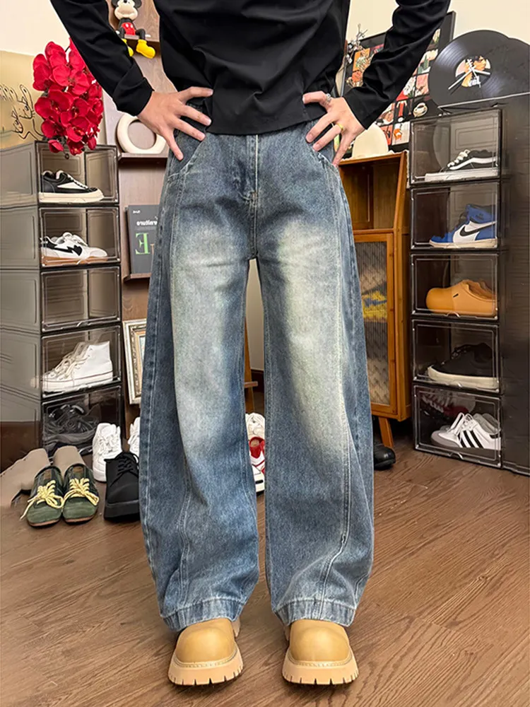 Retro Blue A-Line Men's Jeans American Style Wide Leg Pants Autumn Winter Wear Resistant Loose Fit Casual Trousers
Retro Blue A-Line Men's Jeans American Style Wide Leg Pants Autumn Winter Wear Resistant Loose Fit Casual Trousers