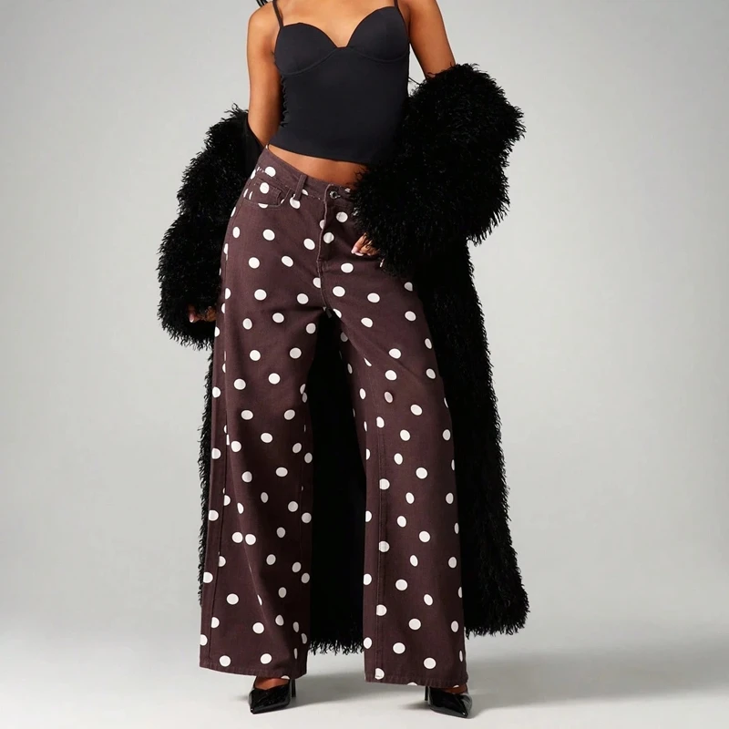 Polka Dot Jeans Women Y2K Print High Waist Wide Leg Denim Long Pants Vintage Stretchy Boyfriend Jeans 90s Streetwear
Polka Dot Jeans Women Y2K Print High Waist Wide Leg Denim Long Pants Vintage Stretchy Boyfriend Jeans 90s Streetwear