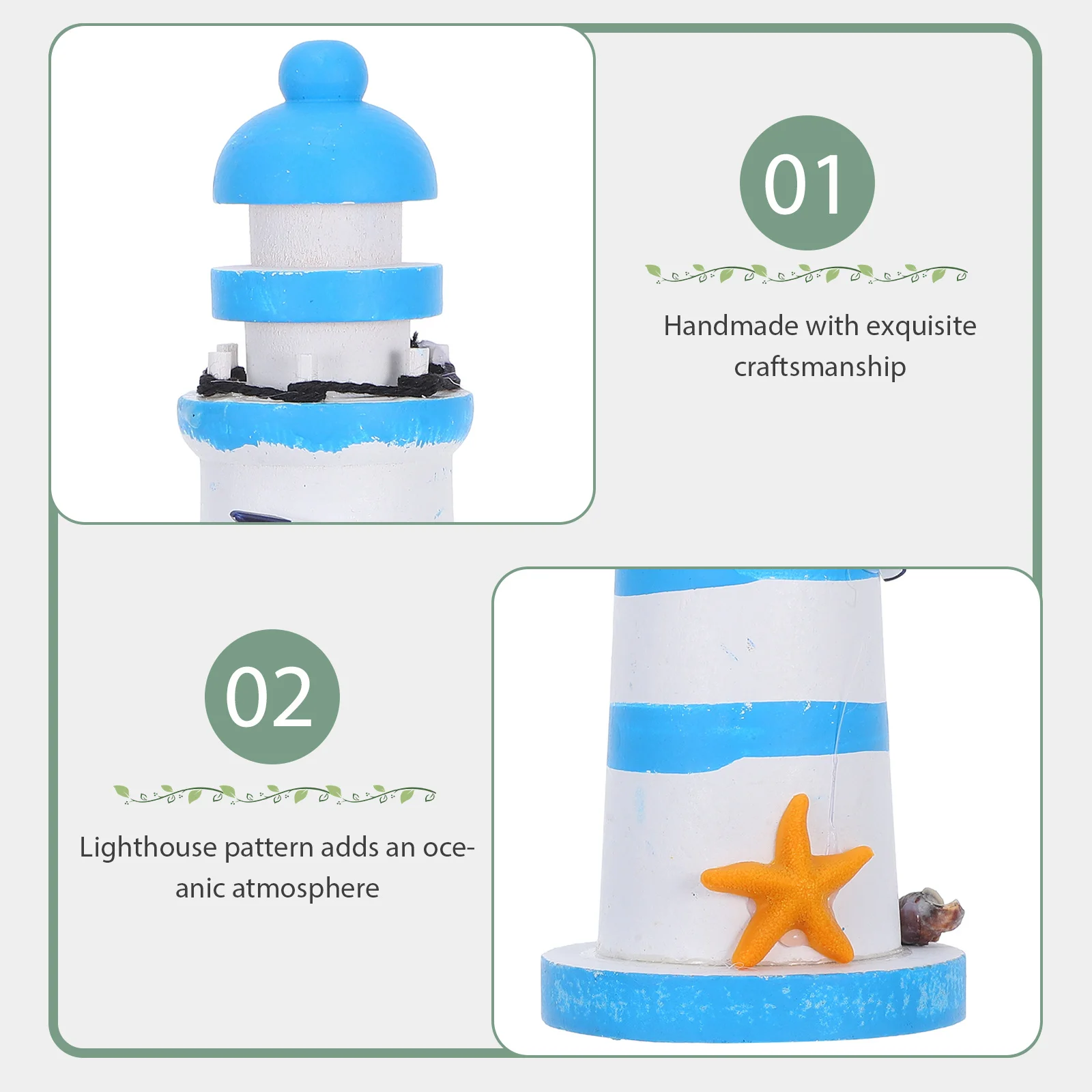 Lighthouse Small Wooden Ornaments Decorative Figurines Rustic Beach Office 
Lighthouse Small Wooden Ornaments Decorative Figurines Rustic Beach Office