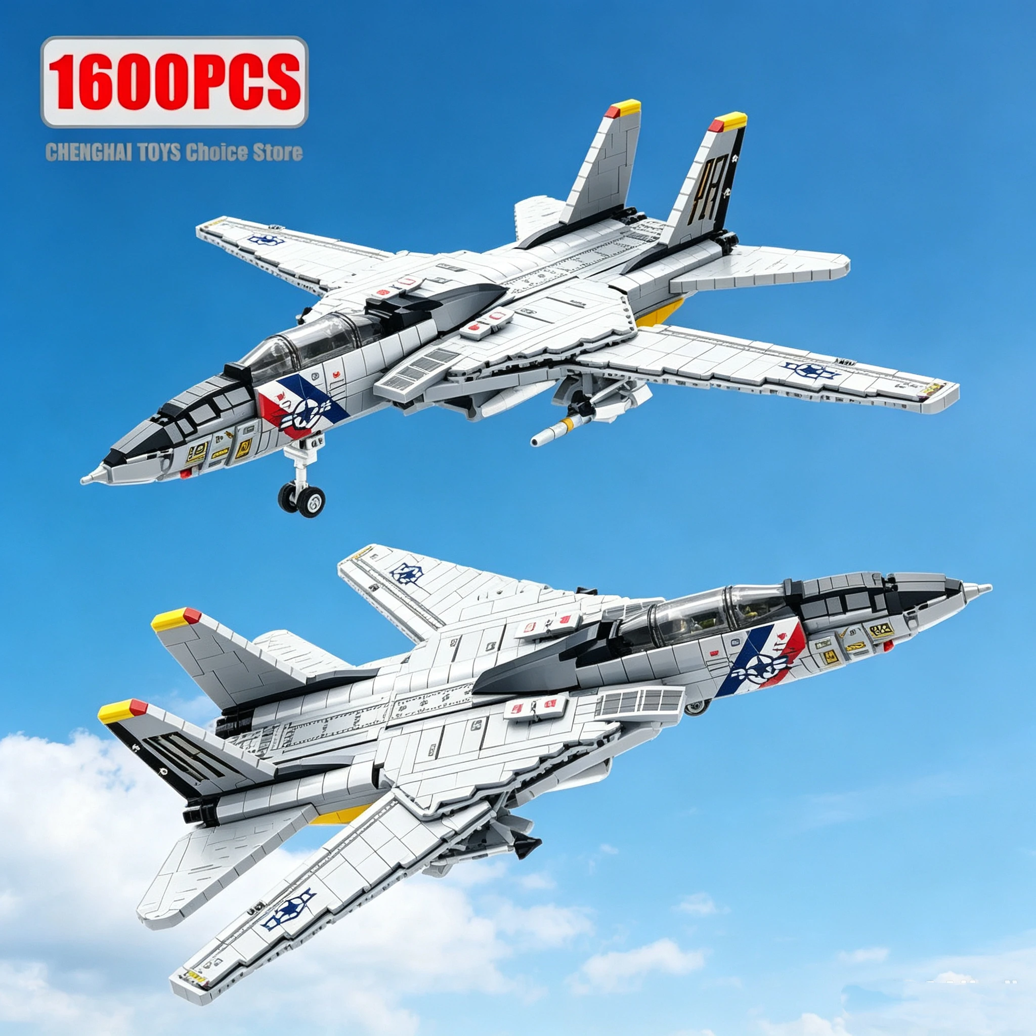 1600PCS Military Tomcat F14 Fighter Aircraft Building Blocks MOC Carrier-Base Fighter Model Bricks Set Holiday Gifts Kids Toys
1600PCS Military Tomcat F14 Fighter Aircraft Building Blocks MOC Carrier-Base Fighter Model Bricks Set Holiday Gifts Kids Toys