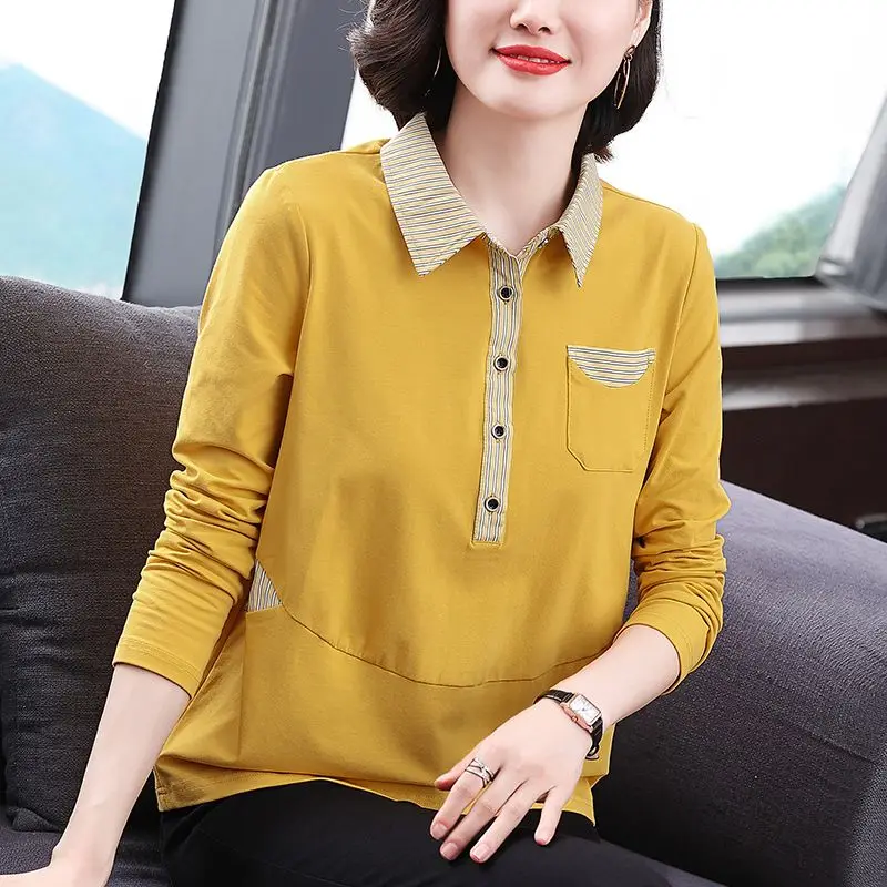 Women's Clothing Elegant Fashion Striped Patchwork All Match T-shirts Casual Loose Cotton Tees Ladies Long Sleeve Pullover Tops
Women's Clothing Elegant Fashion Striped Patchwork All Match T-shirts Casual Loose Cotton Tees Ladies Long Sleeve Pullover Tops