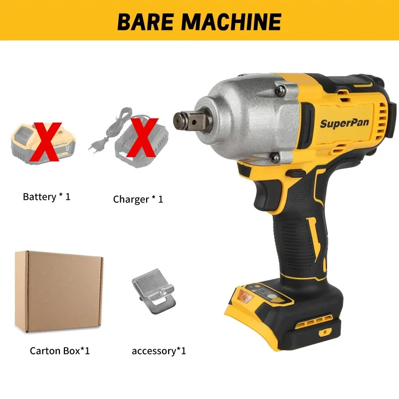 SuperPan 20V Cordless Impact Wrench Bare Tool,1/2" Drive High Torque Electric Wrench for Automotive Tire Repair,No Battery
SuperPan 20V Cordless Impact Wrench Bare Tool,1/2" Drive High Torque Electric Wrench for Automotive Tire Repair,No Battery