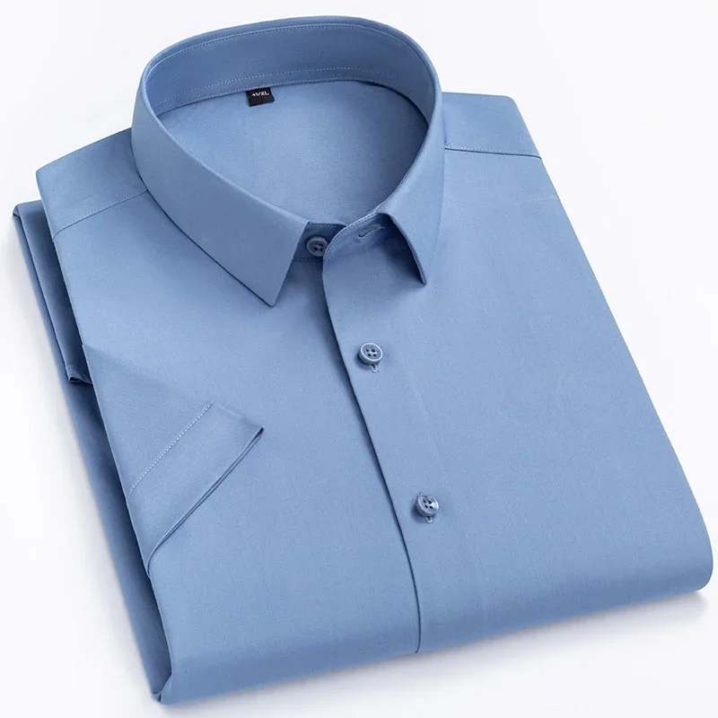 Short Sleeve Male Dress Shirts Bamboo Fiber Soft Business Solid Men Formal Shirt No Pocket Comfotable Cool Regular Fit New
Short Sleeve Male Dress Shirts Bamboo Fiber Soft Business Solid Men Formal Shirt No Pocket Comfotable Cool Regular Fit New