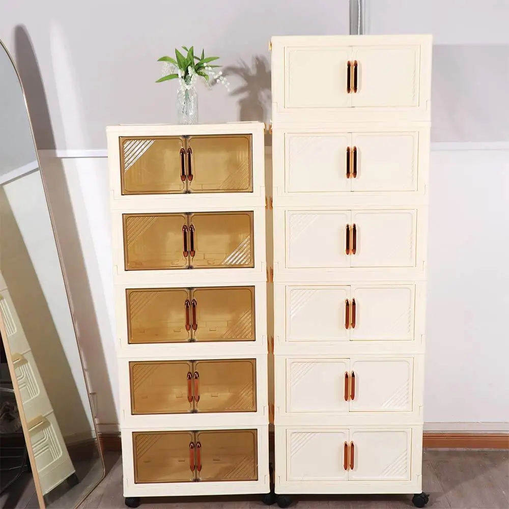 Plastic Foldable Storage Cabinet Large Capacity Installation-Free Folding Clothes Closet Dustproof with Wheels and Lid
Plastic Foldable Storage Cabinet Large Capacity Installation-Free Folding Clothes Closet Dustproof with Wheels and Lid