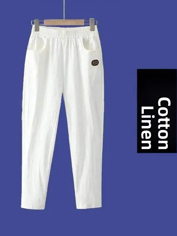 Cotton Linen Elastic Waist Nine Points Casual Pants Women Summer Thin Large Size Slimming Straight Harlan Pants
Cotton Linen Elastic Waist Nine Points Casual Pants Women Summer Thin Large Size Slimming Straight Harlan Pants