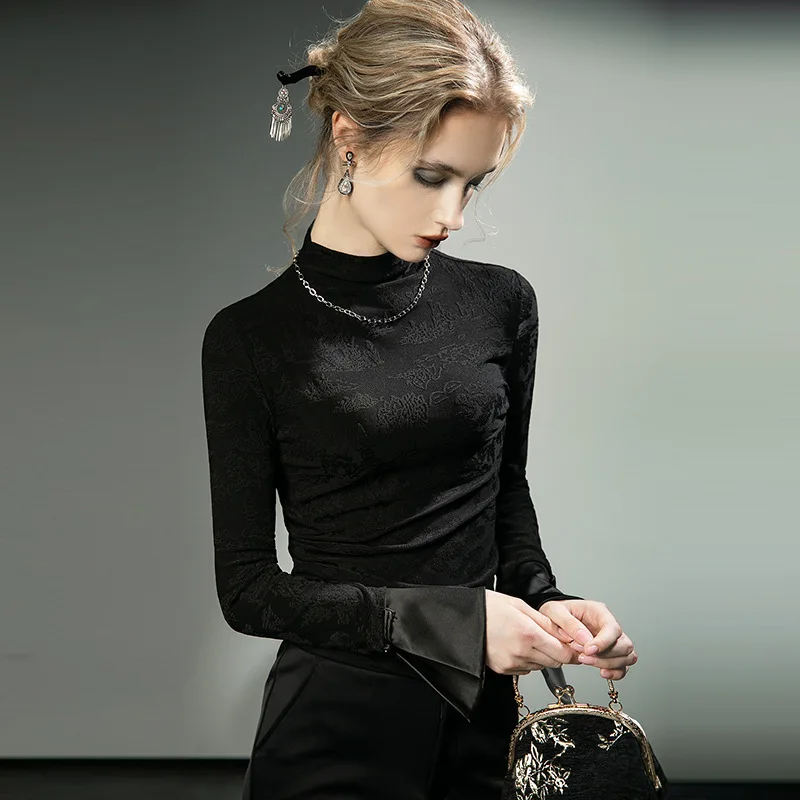 National Style Embroidered Jacquard Long Sleeve Autumn Winter New Black Base Shirt New Chinese Style Elegant Inner Wear Blouse
National Style Embroidered Jacquard Long Sleeve Autumn Winter New Black Base Shirt New Chinese Style Elegant Inner Wear Blouse