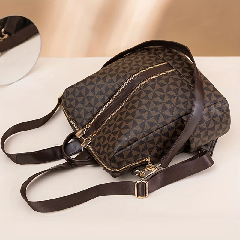 Geometric Pattern Backpack Purse, Fashion Two-way Shoulder Bag, Zipper Front Travel School Bag
Geometric Pattern Backpack Purse, Fashion Two-way Shoulder Bag, Zipper Front Travel School Bag