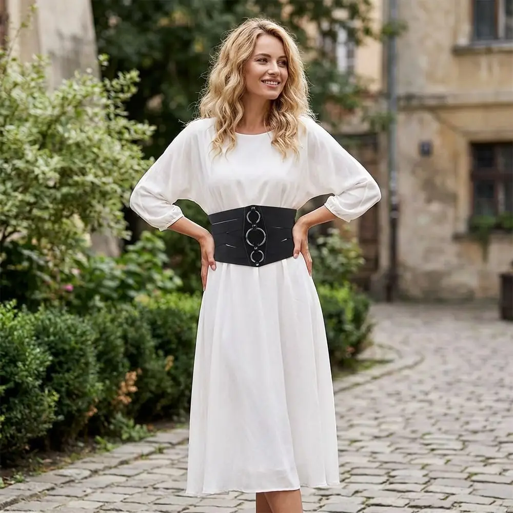 Trendy Black Designer Belts Euro-American Aesthetic Ring Decoration Corset Belt Elastic Stretch Ultra-wide Waistband Unisex
Trendy Black Designer Belts Euro-American Aesthetic Ring Decoration Corset Belt Elastic Stretch Ultra-wide Waistband Unisex