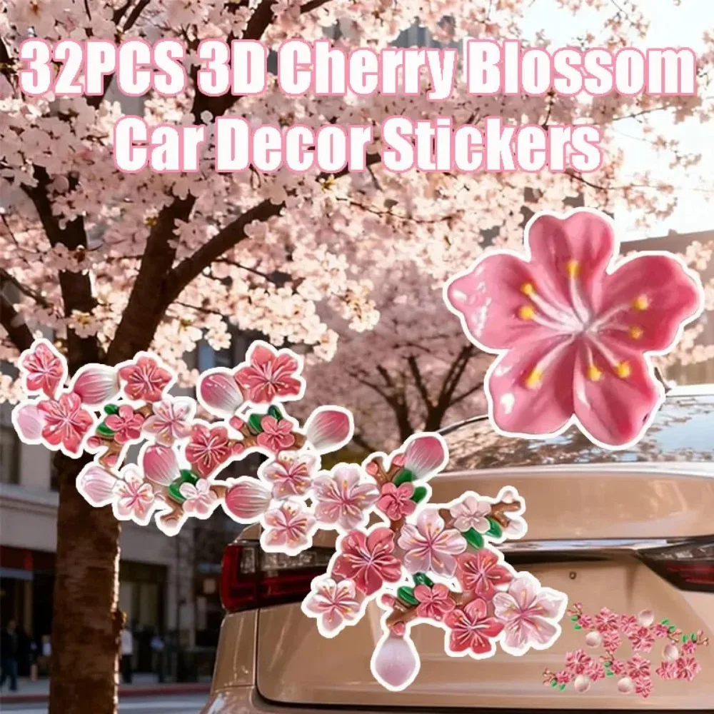 32PCS 3D Cherry Blossom Car Decor Stickers Waterproof Vinyl Flower Decals Self-Adhesive Scratch Cover for Cars SUV Truck Motor
32PCS 3D Cherry Blossom Car Decor Stickers Waterproof Vinyl Flower Decals Self-Adhesive Scratch Cover for Cars SUV Truck Motor
