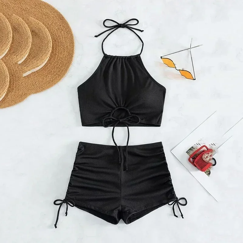Brown Ribbed Swimwear Shorts Swimsuits Women Halter Bikinis Sets String Drawstring Bathing Suit Beachwear Sexy Bikini 2025 Mujer
Brown Ribbed Swimwear Shorts Swimsuits Women Halter Bikinis Sets String Drawstring Bathing Suit Beachwear Sexy Bikini 2025 Mujer