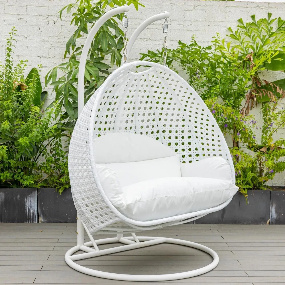 2 Person Hanging Egg Chair, Indoor Outdoor Patio Lounge Swing with White Stand & UV-Resistant Cushions, Hammock, Customized
2 Person Hanging Egg Chair, Indoor Outdoor Patio Lounge Swing with White Stand & UV-Resistant Cushions, Hammock, Customized