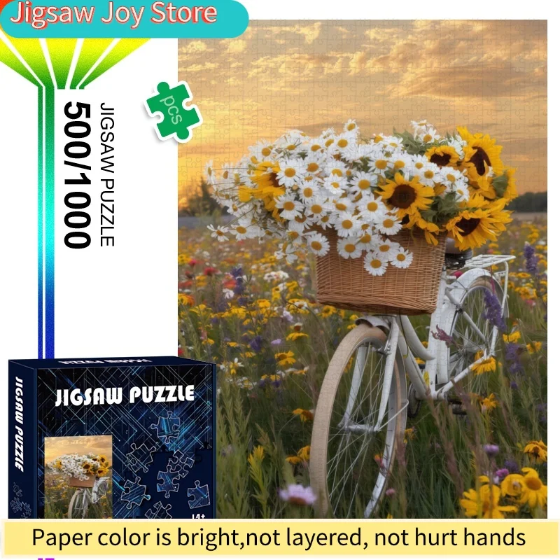500/1000pcs Puzzle with Beautiful Flower Field Bicycle Scene - Challenging Large Puzzle for and Families, Combining Brain Teas
500/1000pcs Puzzle with Beautiful Flower Field Bicycle Scene - Challenging Large Puzzle for and Families, Combining Brain Teas