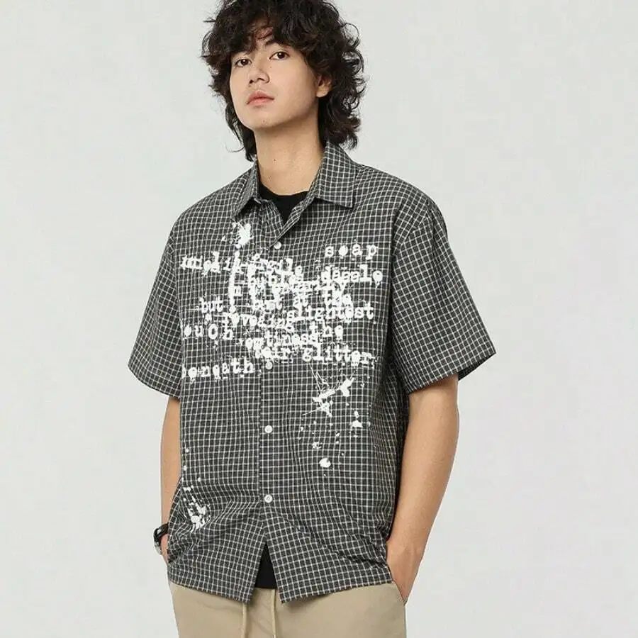 Vintage Ink Splatter Graffiti Letter Print Short Sleeve Cotton Plaid Shirt Casual Summer
Vintage Ink Splatter Graffiti Letter Print Short Sleeve Cotton Plaid Shirt Casual Summer