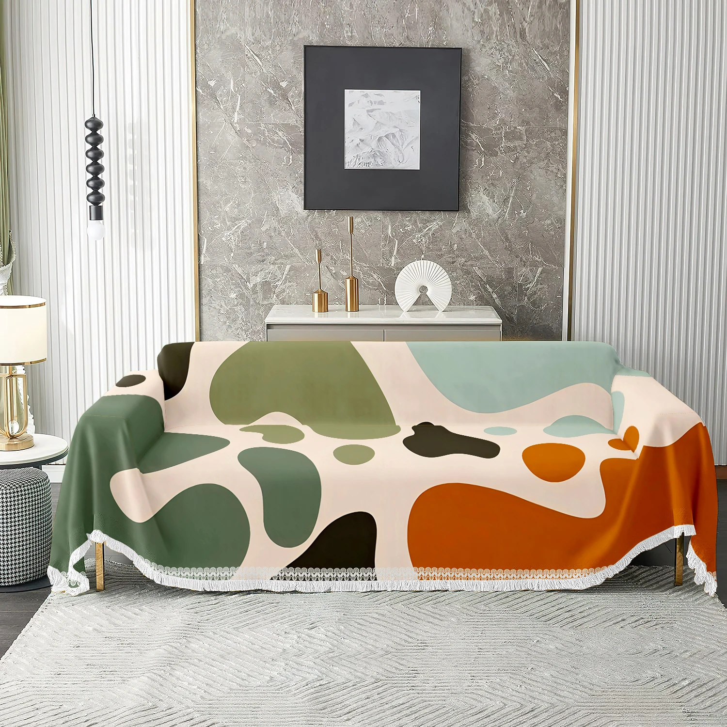 1pc Abstract Print Sofa Cover, Green Orange Beige Couch Throw for Living Room, Soft Washable Protector with Tassels
1pc Abstract Print Sofa Cover, Green Orange Beige Couch Throw for Living Room, Soft Washable Protector with Tassels